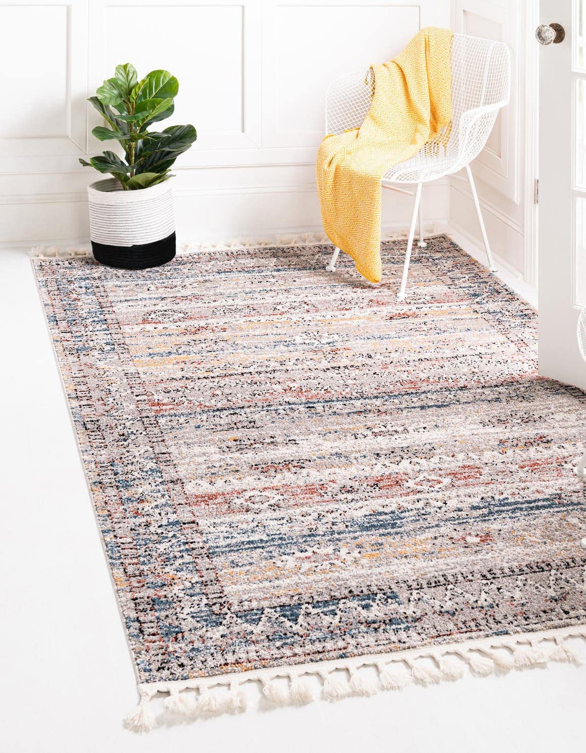 Unique Loom Aramis Collection Area Rug - Tal (6' 1" x 9' Rectangle, Multi/ Black)