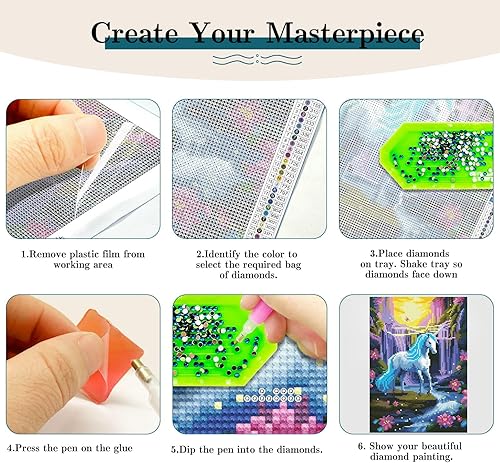 Miniatura 9 de JOOZ Paquete de 2 piezas de arte de diamante de unicornio, unicornio de pintura de diamante, kits de pintura de diamante 5D para adultos, arte de