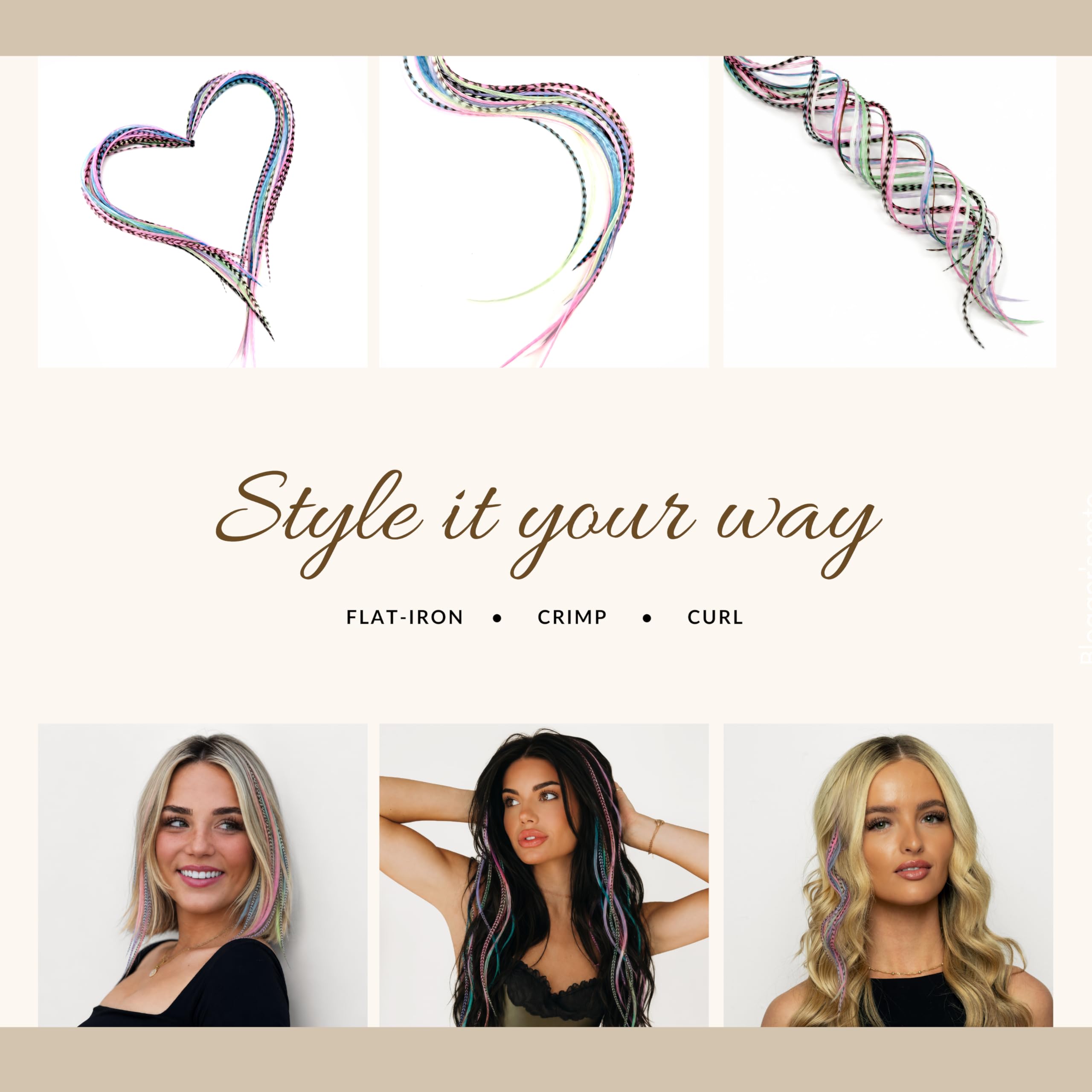 21 extension per capelli color pastello, lunghezza 22,9 cm - 35,6 cm, kit fai da te con 20 micro perline di collegamento, 100% piume vere, stile boho accattivante (pastelli)