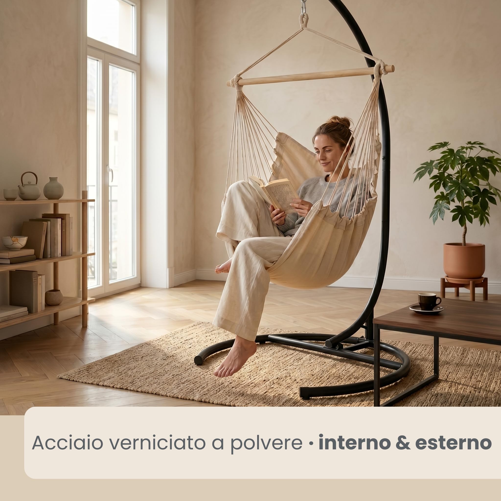 AMANKA Fino a 150kg: Supporto per Sedia a Dondolo da Esterno - XL Supporto Sedia Sospesa - 210cm Base per Poltrona Sospesa - Struttura per Poltrone da Giardino Altalena da Camera Sedie da Giardino