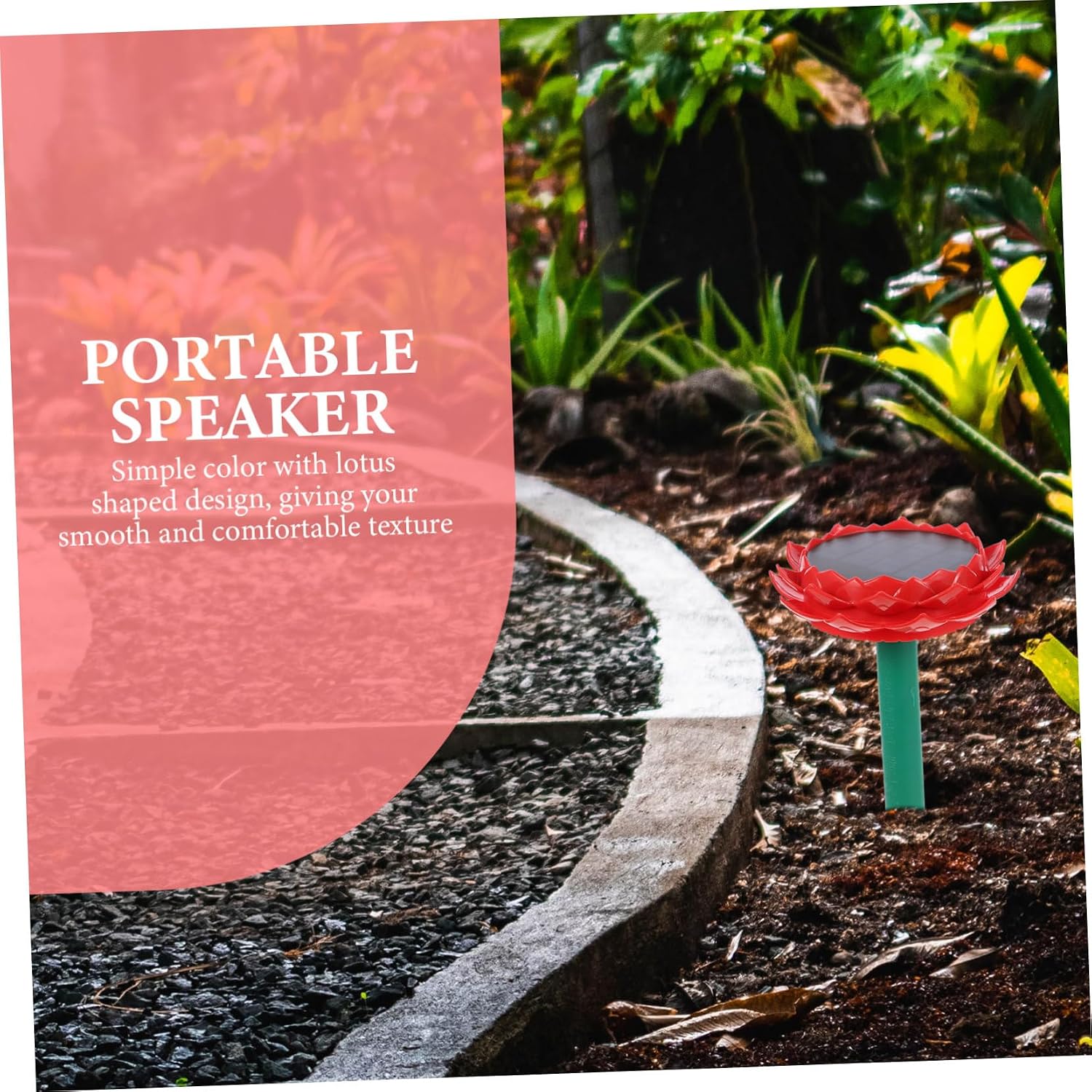DOITOOL 1pc Solar Powered Lotus Shape Outdoor Music Speaker Portable Music Player for Garden and Courtyard Unique Design for Home Decor and Relaxation