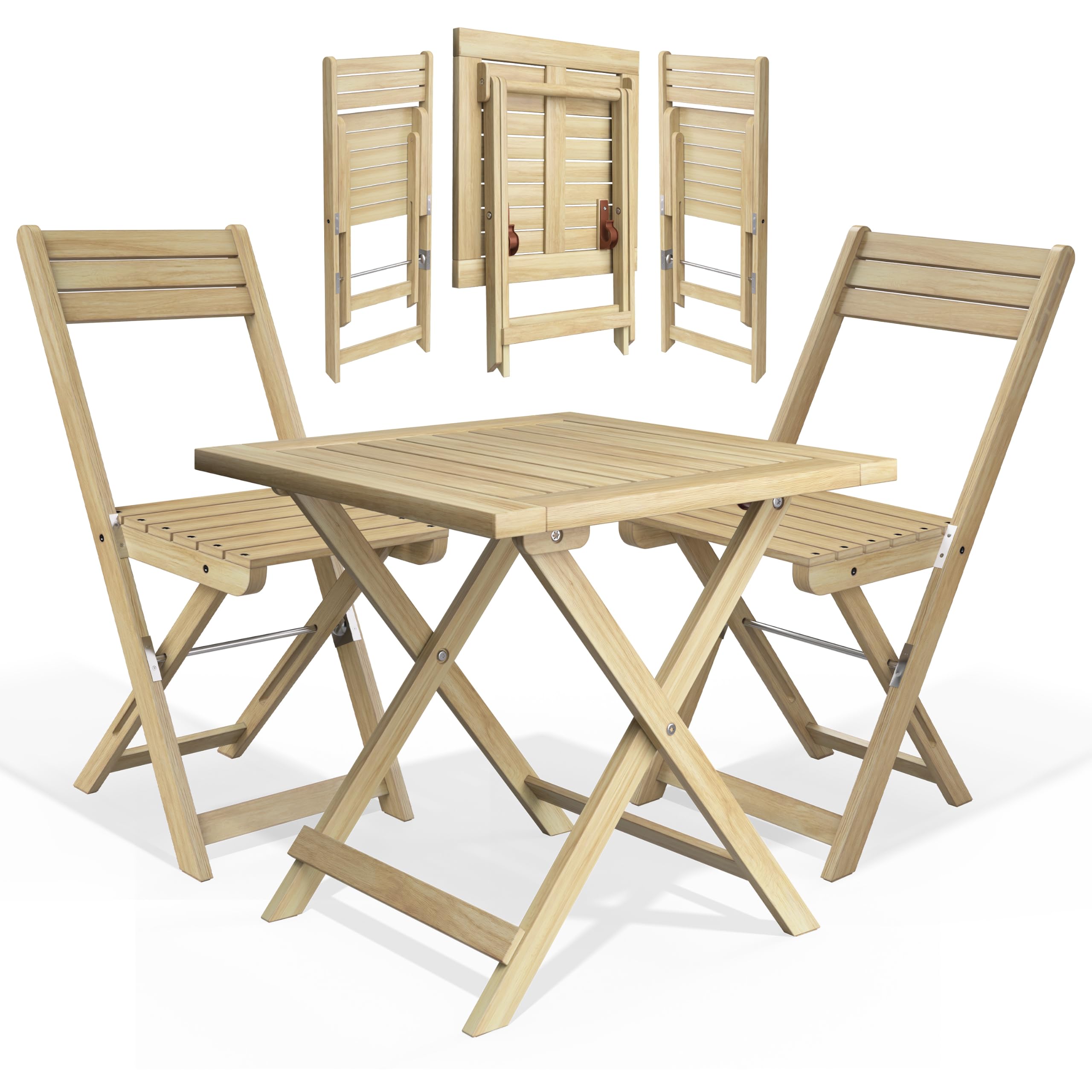 CASARIA Bistro Set Outdoor 3 Teilig wetterfest FSC®-Zertifiziert Teakoptik