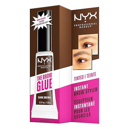 Miniatura 7 de NYX PROFESSIONAL MAKEUP The Brow Glue, Extreme Hold Gel de cejas tintado - Marrón oscuro
