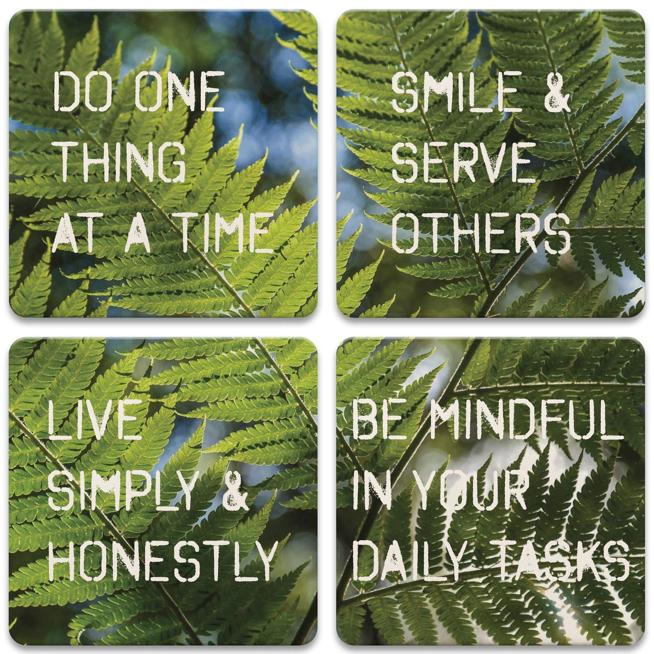 CoasterStoneAS819 Zen Set of 4 Coasters, Stone, Multicolor