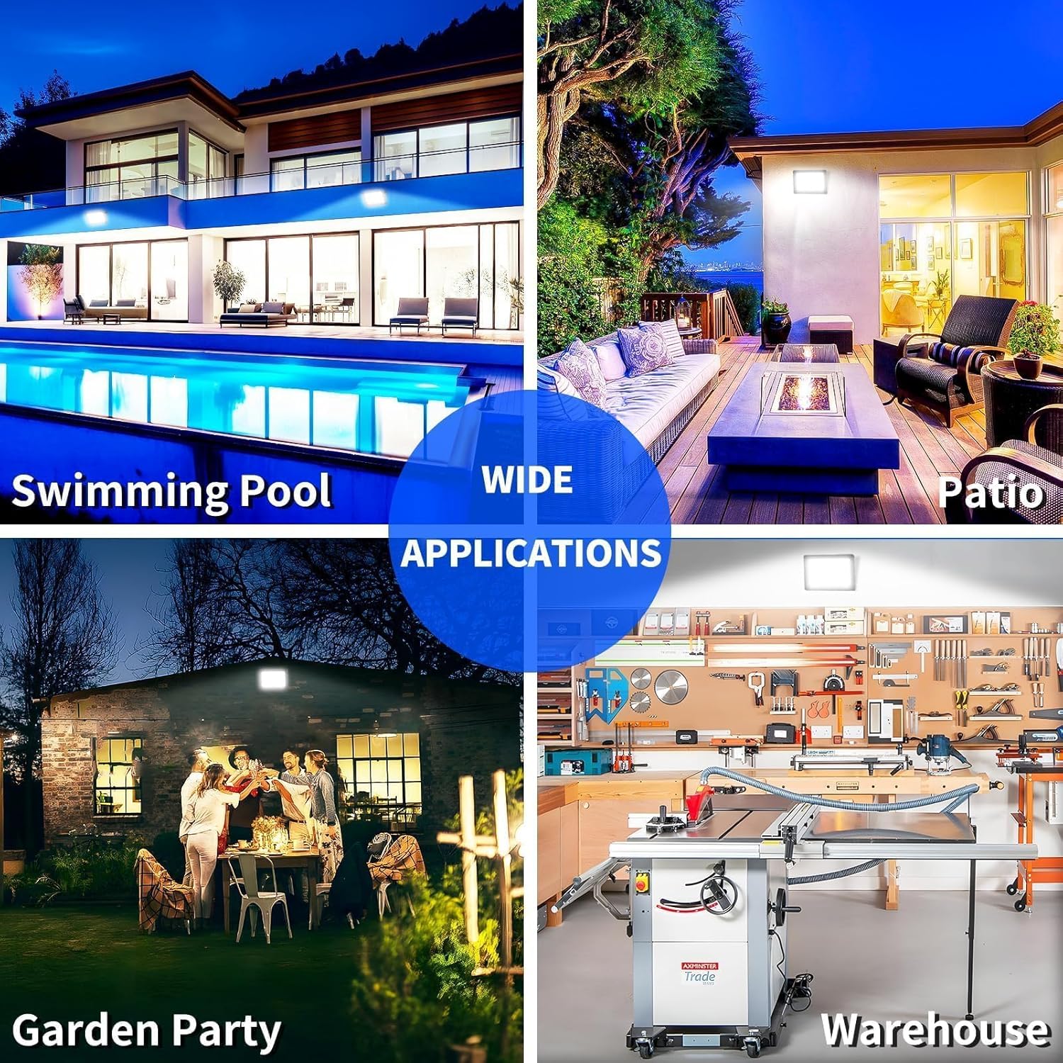 150W LED Outdoor Flood Lights with Plug, 18000lm Bright Work Light with 6ft Cord, 5000K Daylight White Exterior Floodlight, IP66 Waterproof Security Light Yard Lights for Garage Stadium 2 Pack