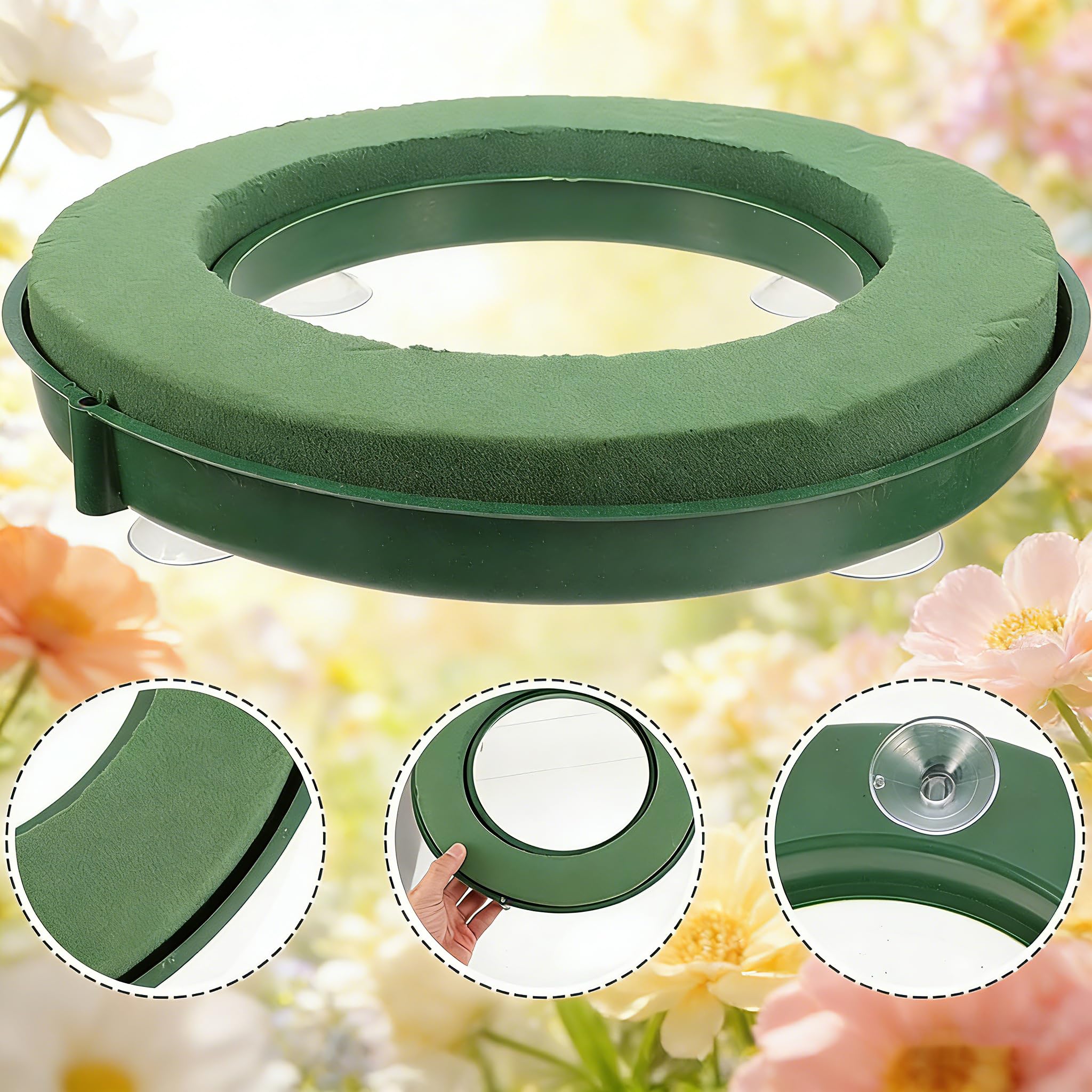 AKOLAFE 3 ghirlande di Schiuma da 30 cm, per Fiori freschi, in Schiuma di Fiori, Rotonde, per Il Fai da Te, per Matrimoni, Compleanni, Giardini, Appartamenti