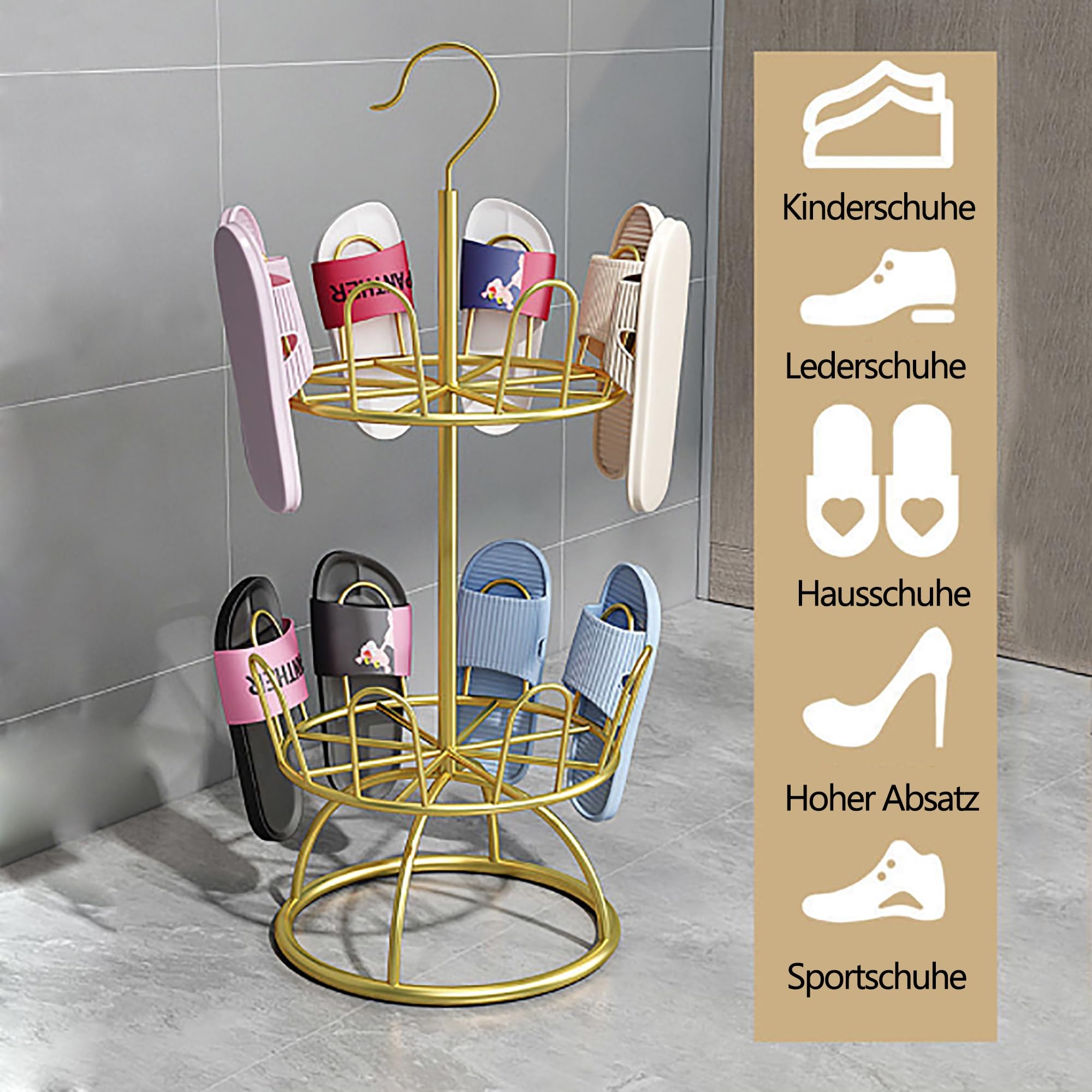 Stojak na buty Przechowywanie butów Organizer do butów Stojak do suszenia butów Zewnętrzny balkon Sandały Stojak na kapcie Podłogowe urządzenie do suszenia butów ( Color : Gold , Size : 13.78*13.78*40