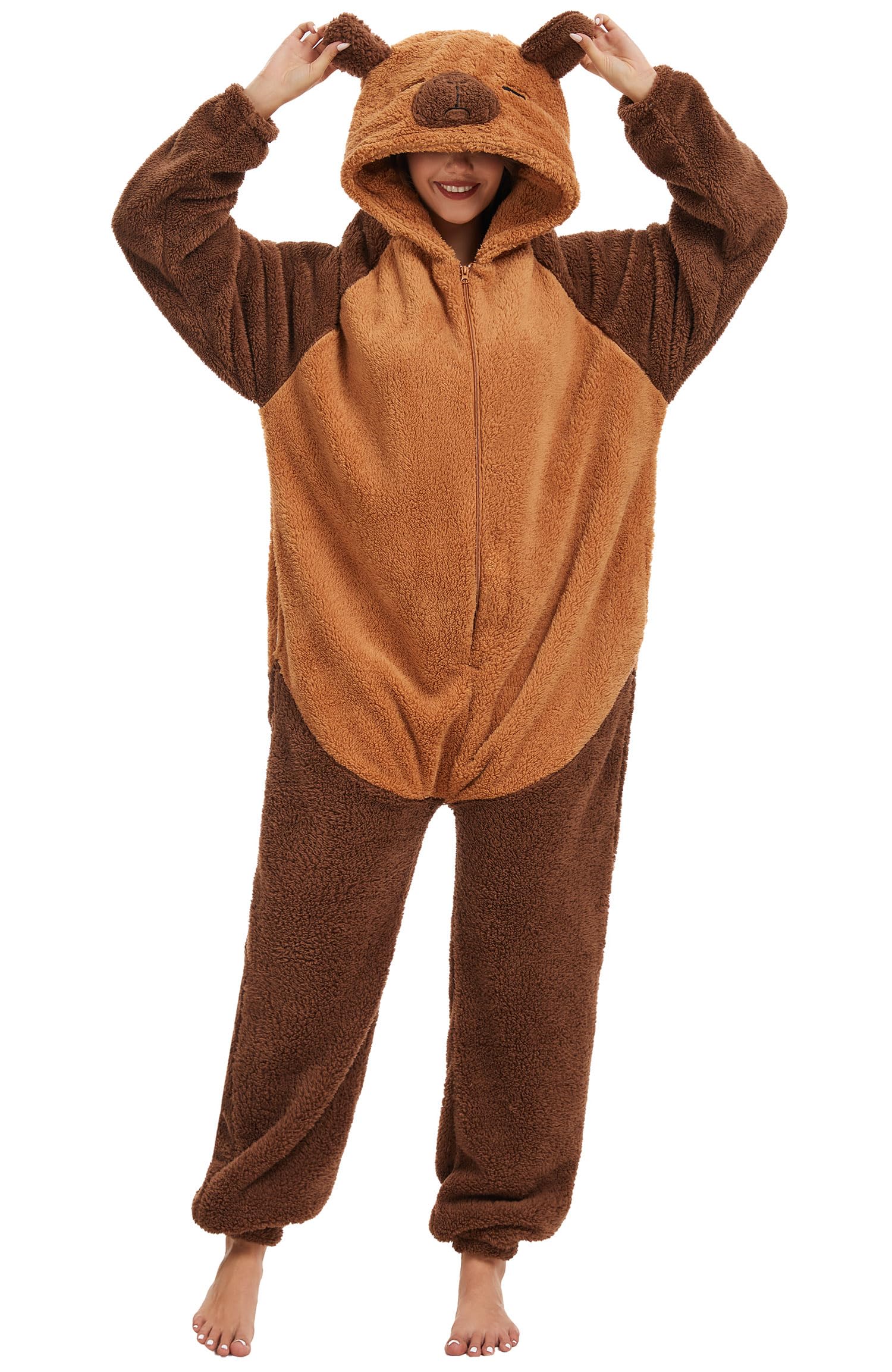 LATH.PIN Pijama de una pieza para mujer, mono para adultos, disfraz de animal, mono unisex, para cosplay, carnaval, Navidad, Halloween