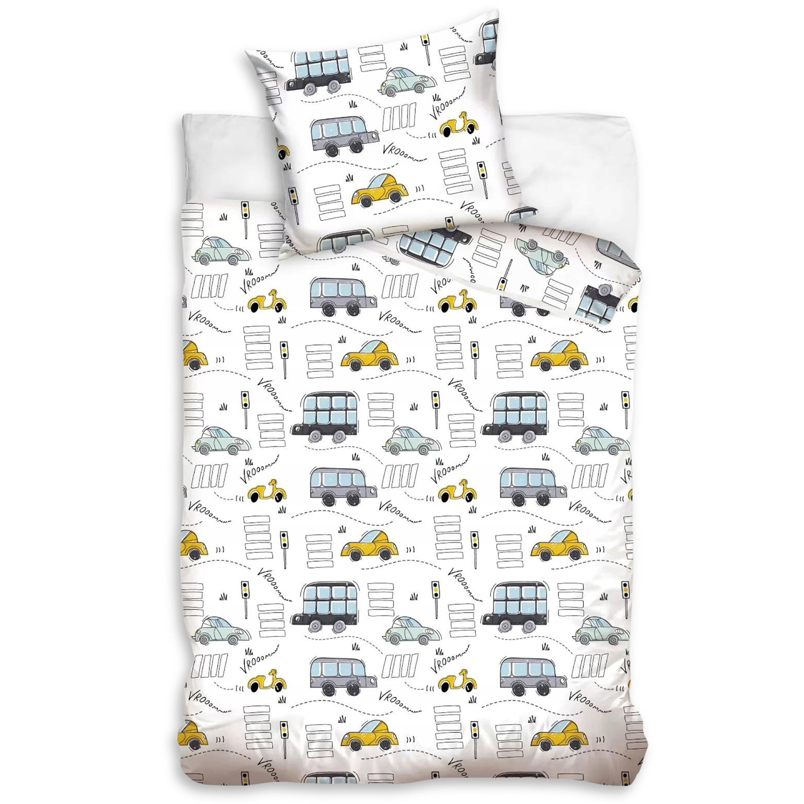 Parure de lit enfant voitures 100% coton de qualité supérieure avec taie d'oreiller 70x80