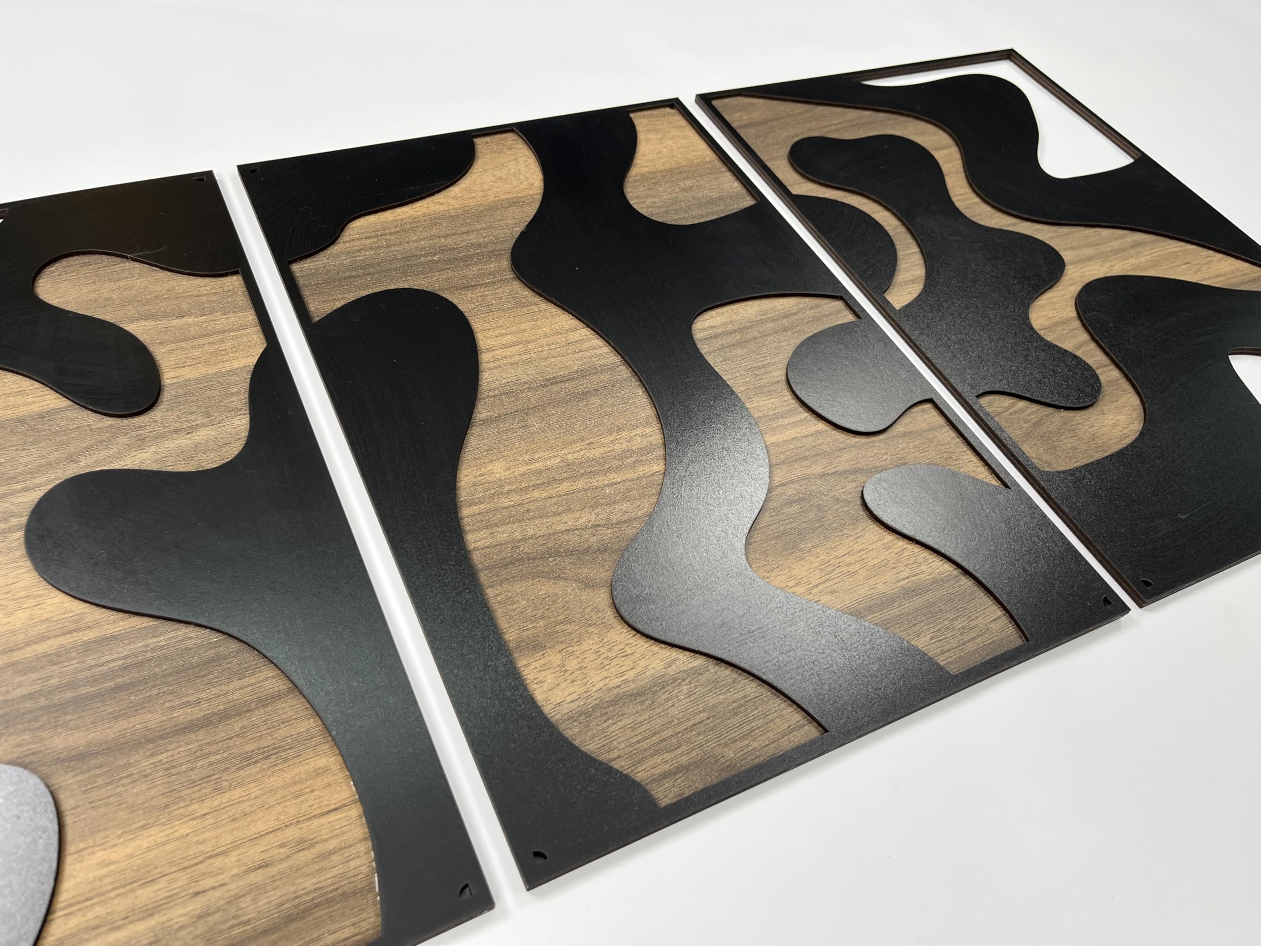 Wandkunst, neutral, strukturiertes Holz, abstrakt, organisch, groß, Wanddekoration, moderne Erdtöne, Designer-Akzente, Geschenk für Wohnzimmer und Schlafzimmer, 3 Stück