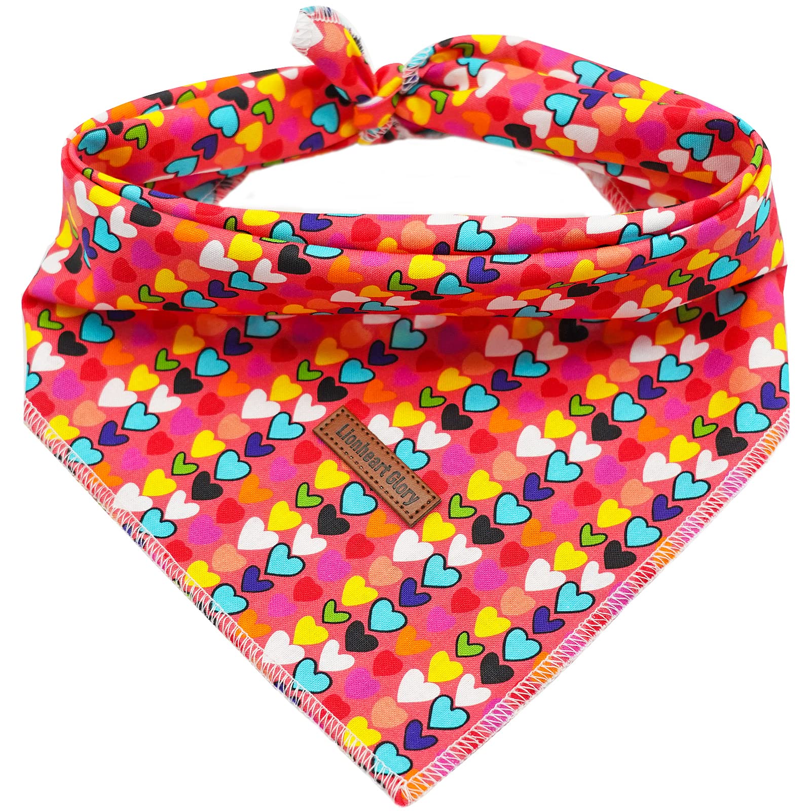 Lionheart glory Valentine Dog Bandana 1 Pack Washable Soft Dog Scarf, Square Adjustable Dog Bandanas for Small Dogs and Cats