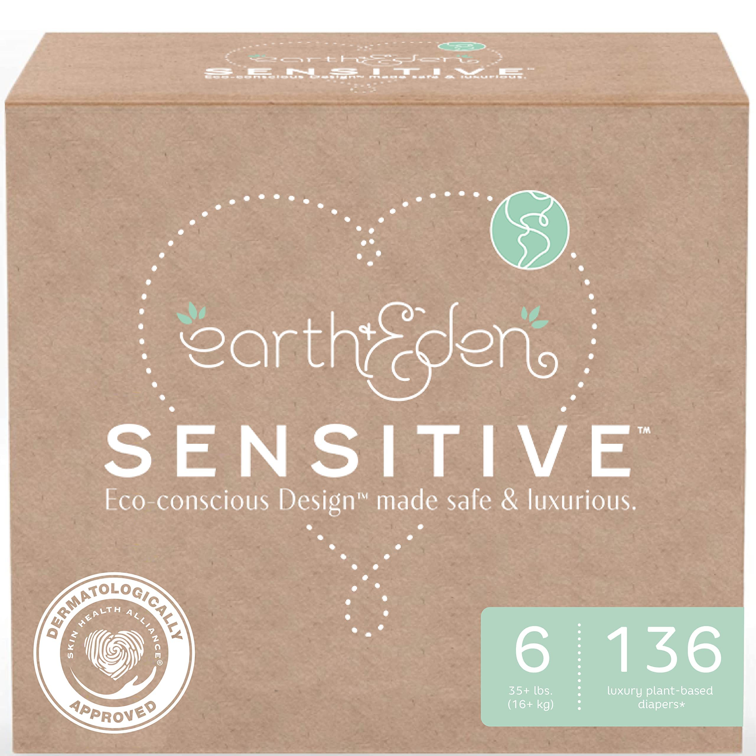Amazon.com: Earth & Eden Sensitive | Eco-Conscious & Hypoallergenic Diapers  | Size 6 | 136 Count : Everything Else
