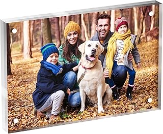 Neatsure 4x6 Acrylic Picture Frame 1 Pack, Clear Freestanding Double Sided Frameless Magnetic Photo Frames, Desktop Display Decor Gift