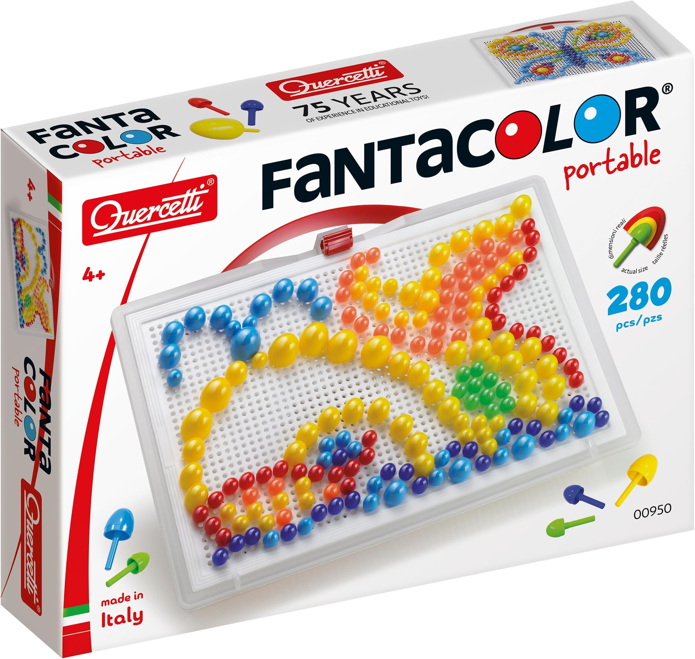 Quercetti 0950 Quercetti-0950 FC Portable Large Mix, Kids' Mosaic Kits-STEAM Toy, 32 x 6 x 24cm