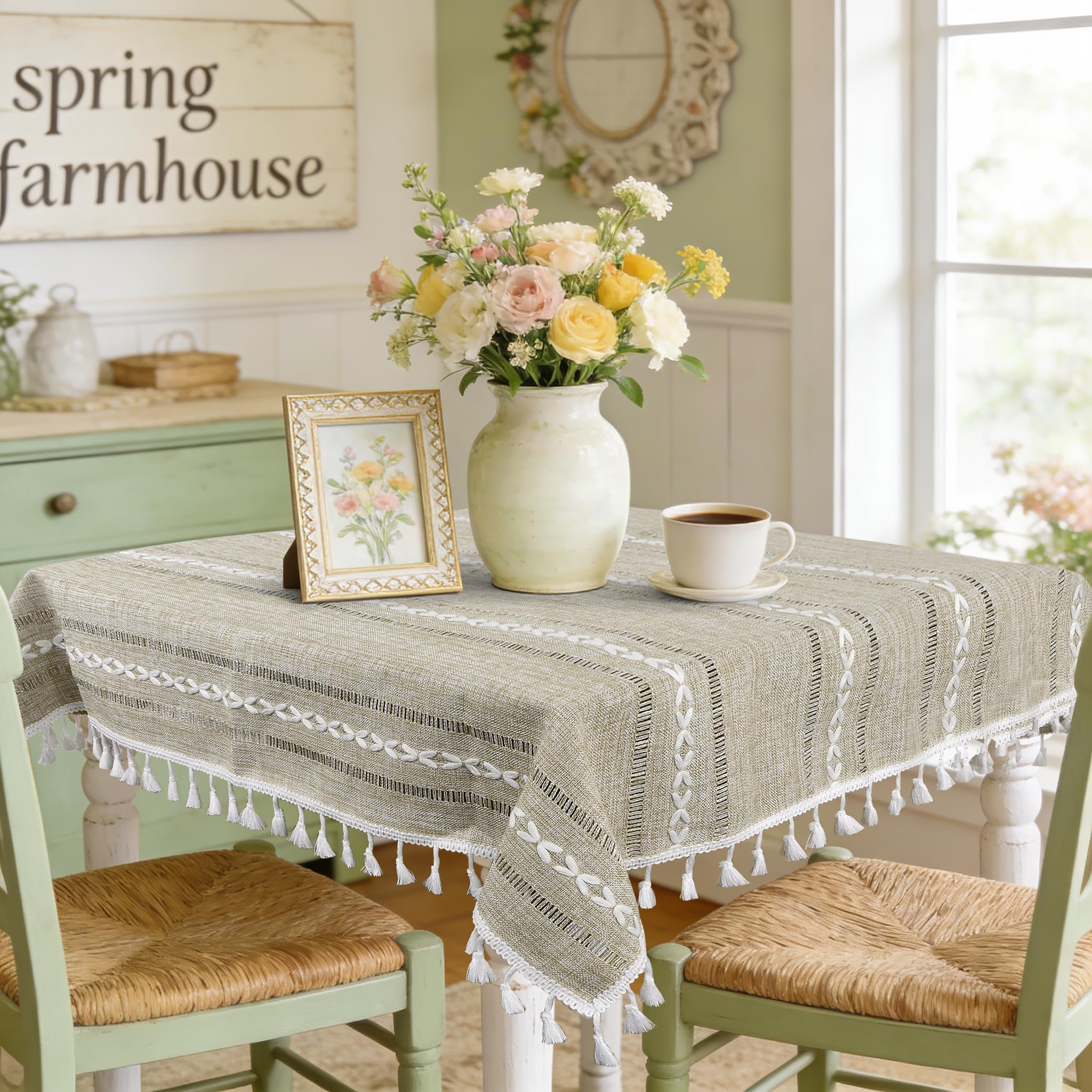 Amazon.com: Small Square Tablecloth 36 x 36 inch, Boho Linen Table