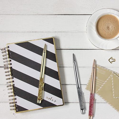 Miniatura 4 de Bolígrafos de metal de lujo, bolígrafo flotante de arena líquida dinámica con purpurina para suministros de oficina, (repuestos negros, 20 piezas)