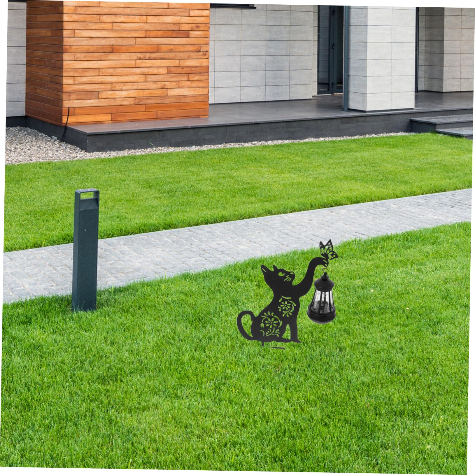 Piquet Métallique Chat Solaire Décoratif Noir pour Jardin Extérieur