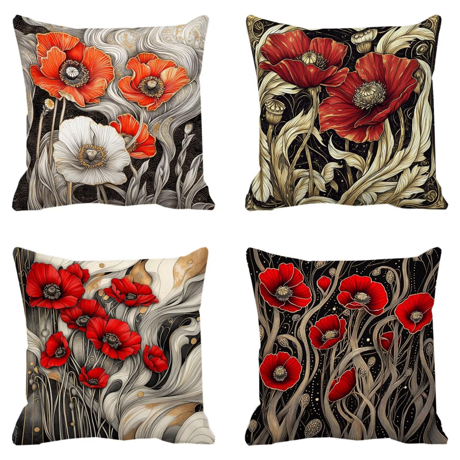 Taie oreiller housse coussin imperméable lin 45x45 fleur