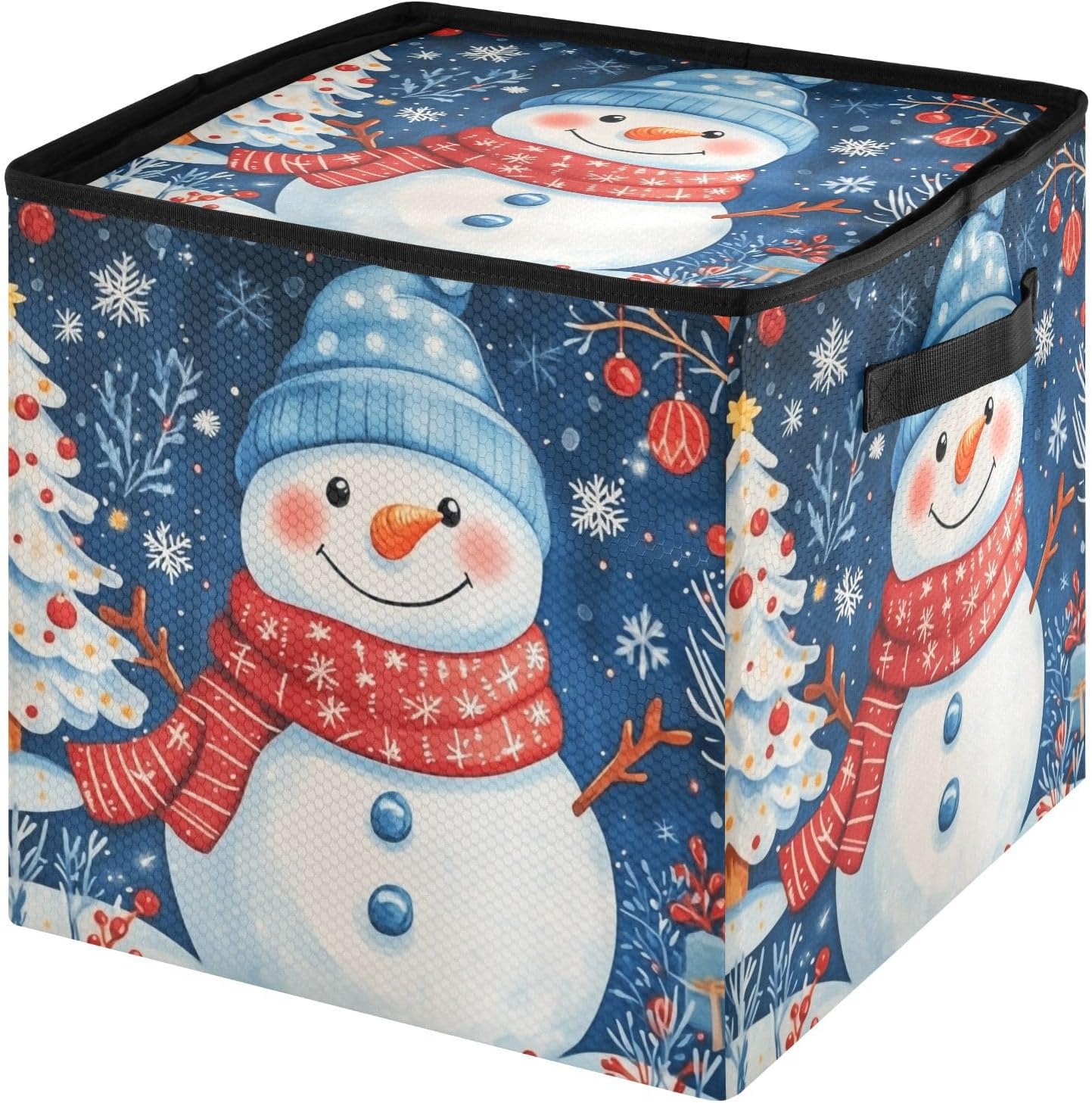 High Capacity Christmas ornament storage bag Holds Up to 64, Adjustable Dividers Large Holiday Storage Case with Lid,Cute Christmas Snowman