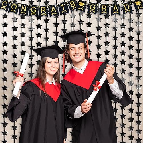 Miniatura 9 de LOLStar Decoraciones de cumpleaños de estrellas negras para decoración de cumpleaños, paquete de 2 unidades de 3.3 x 6.6 pies cada uno, telón de