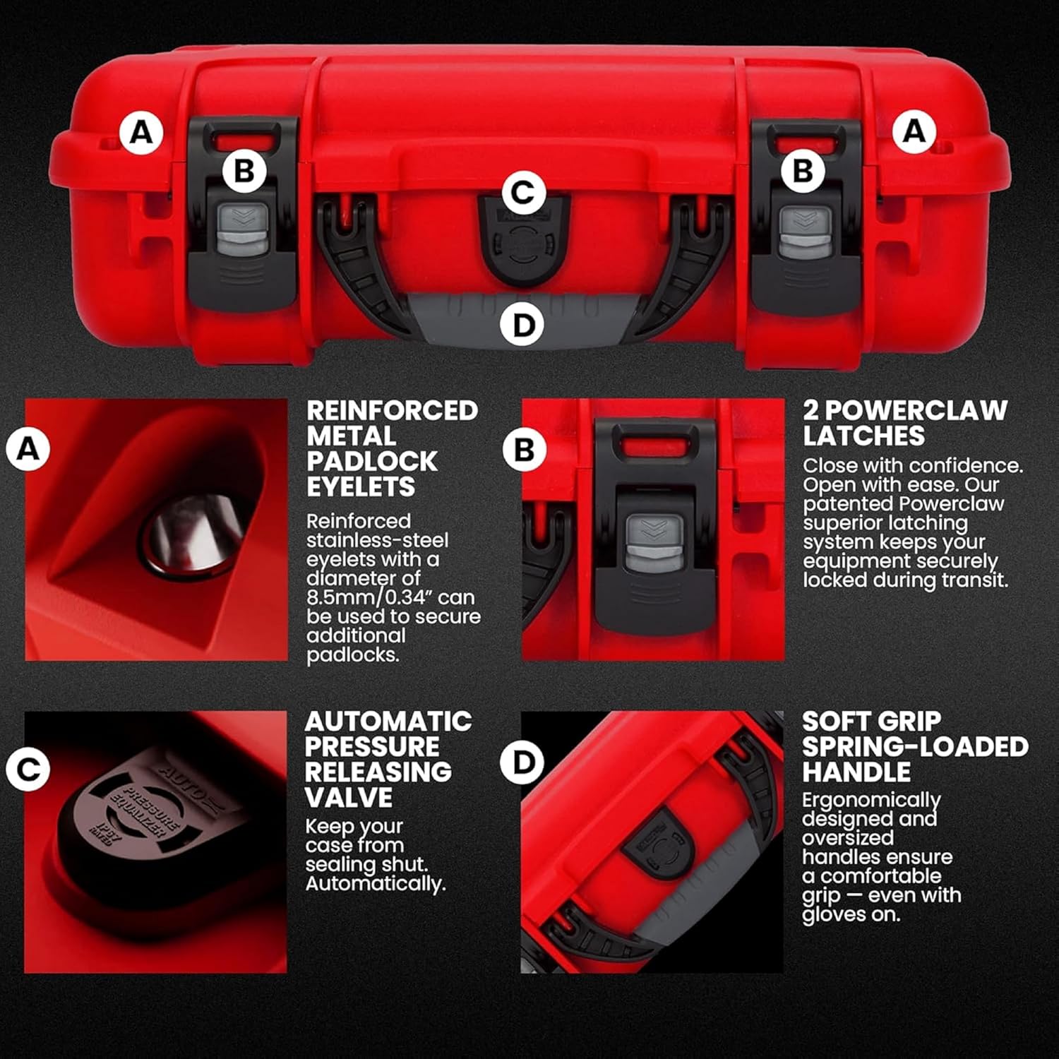 NANUK 910 Hard Case with Customizable Cubed Foam, IP67 Waterproof, Dustproof and Impact Resistant, 14.3” x 11.1” x 4.7”, Rugged Construction for Ultimate Protection, Made in Canada – Red - Image 5