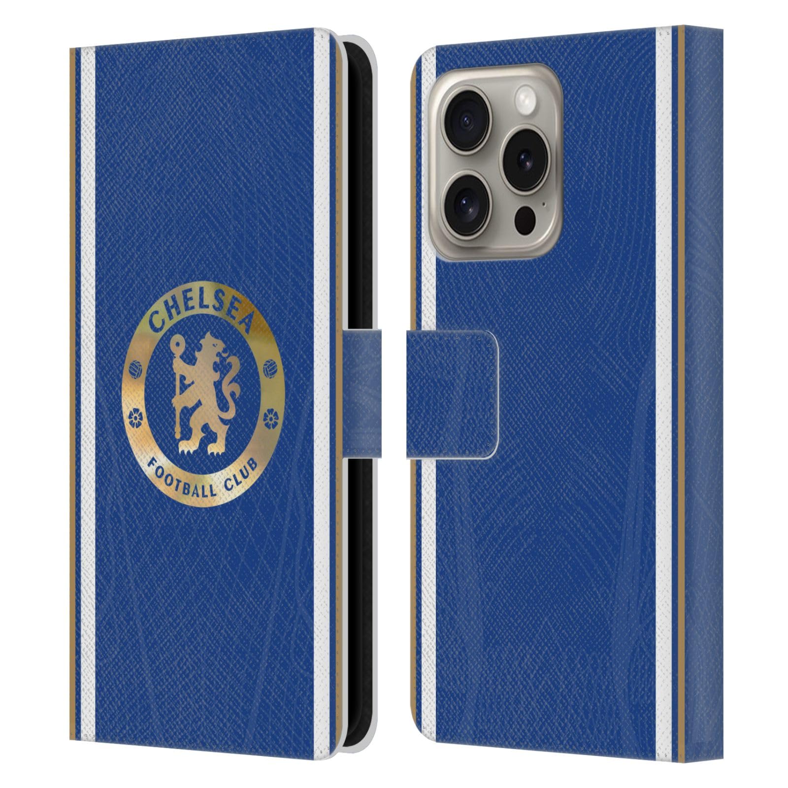 Head Case Designs Officially Licensed Chelsea Football Club Home 2023/24 Kit Leather Flip Case Compatible With Apple iPhone 16 Pro