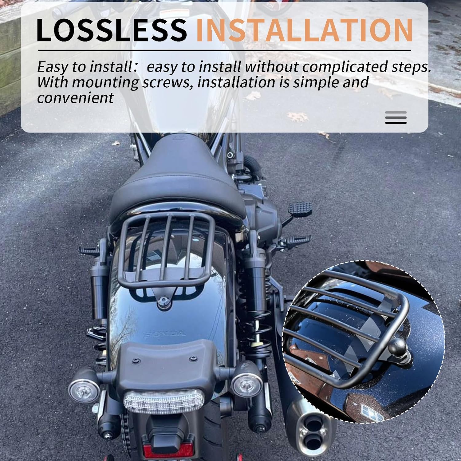 2025 Rebel 1100 Black Matt Finish Luggage Rack Rear Carrier fit Solo Fender Rack for HO&N&DA Rebel 1100 CMX REBEL1100DCT Accessories 2021-2026