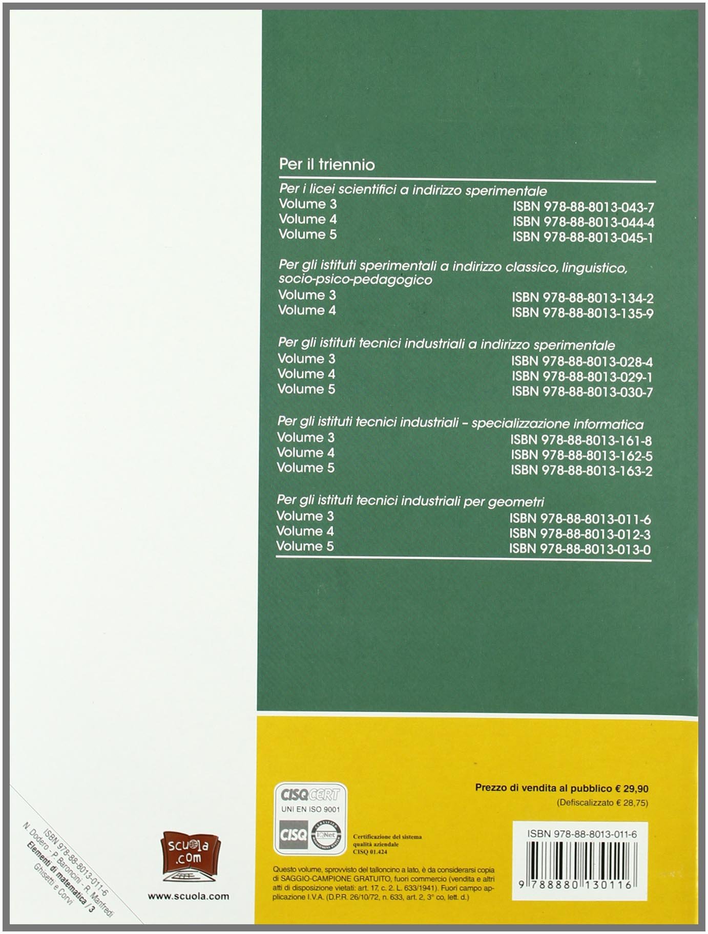 Elementi di matematica. Per la 3ª classe degli Ist. Tecnici sperimentali per geometri (Vol. 1)