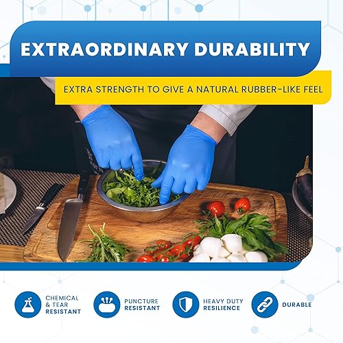 Miniatura 7 de Guantes desechables de nitrilo  Guantes desechables de cocina y limpieza, sin látex y sin polvo, paquete de 100 unidades