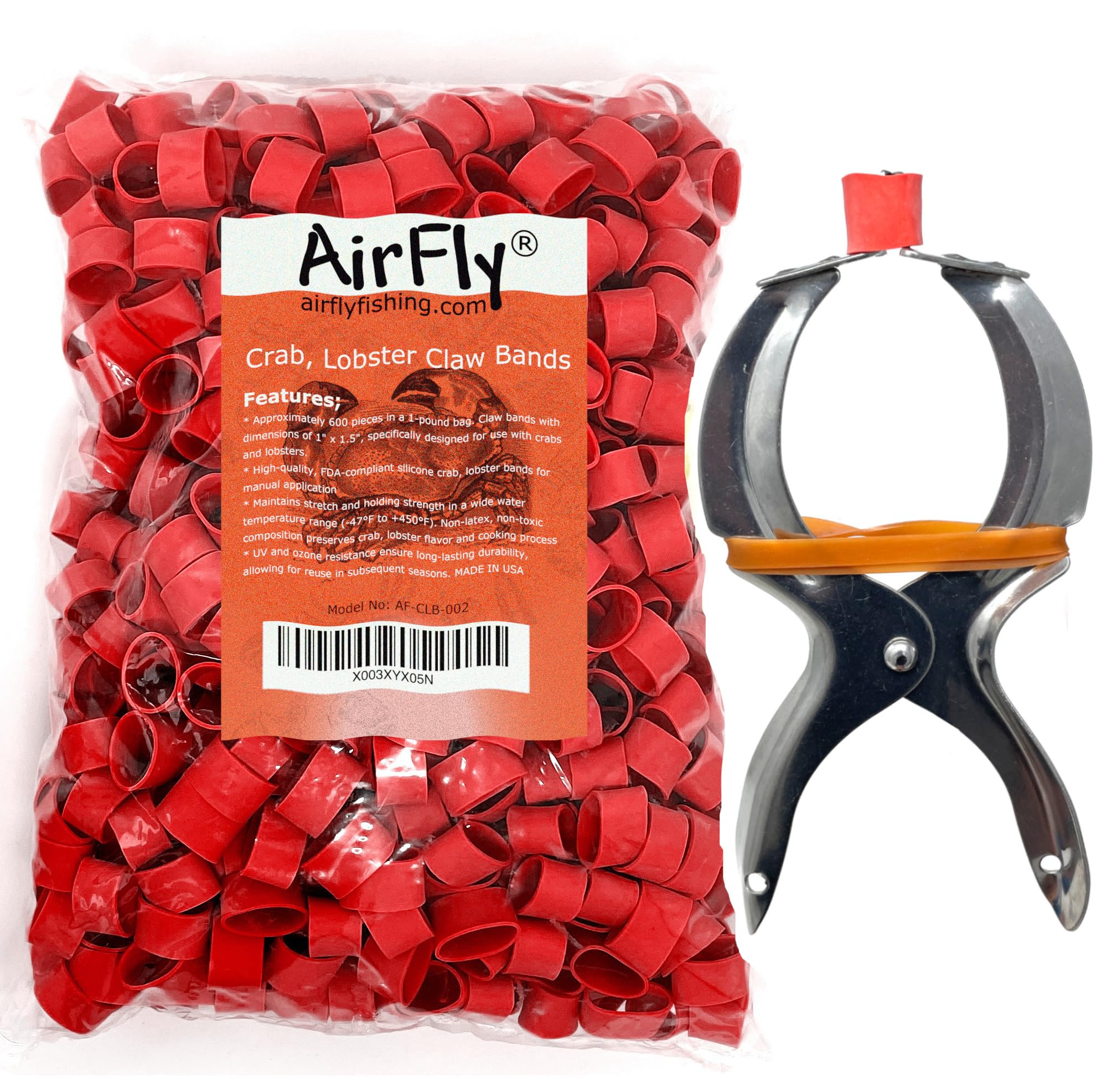 AirFly Crab, Lobster Claw Rubber Bands, Protect Lobsters & Crabs, Cook Safe FDA-Compliant Silicone, Made in USA