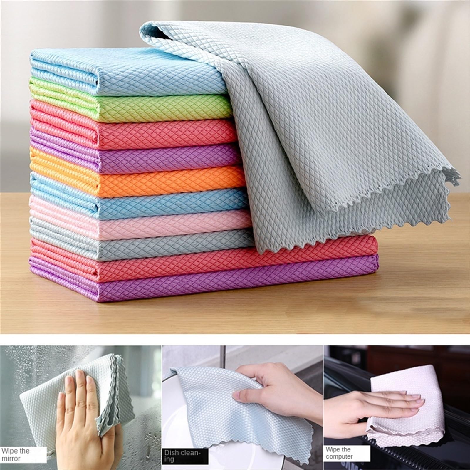 Trapos Cocina 5/10 Piezas de Tela, paño de Limpieza Absorbente, paño for Lavar Platos de Cocina Balletas Microfibra(LRANDOM Color 10PCS)