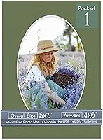 Vista 297 de CountryArtHouse Marco ovalado verde cazador de 5 x 7 pulgadas, sin ácidos, con núcleo blanco, corte biselado para fotos de 4 x 6, se adapta a marcos