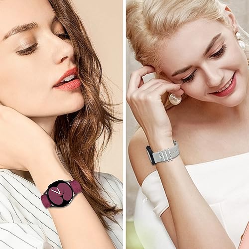 Miniatura 6 de Sunflower Engraved Bands for Samsung Galaxy Watch 7654 Band with 5 Charms, 20mm Women Floral Silicone Strap with Decorative Rings Loops for Active