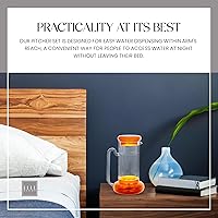 Vista 5 de Elle Decor Juego de jarras de noche ámbar – jarra de vidrio de 32 onzas con tapa de taza y cubierta de vaso para agua, jugo y enjuague bucal, ideal