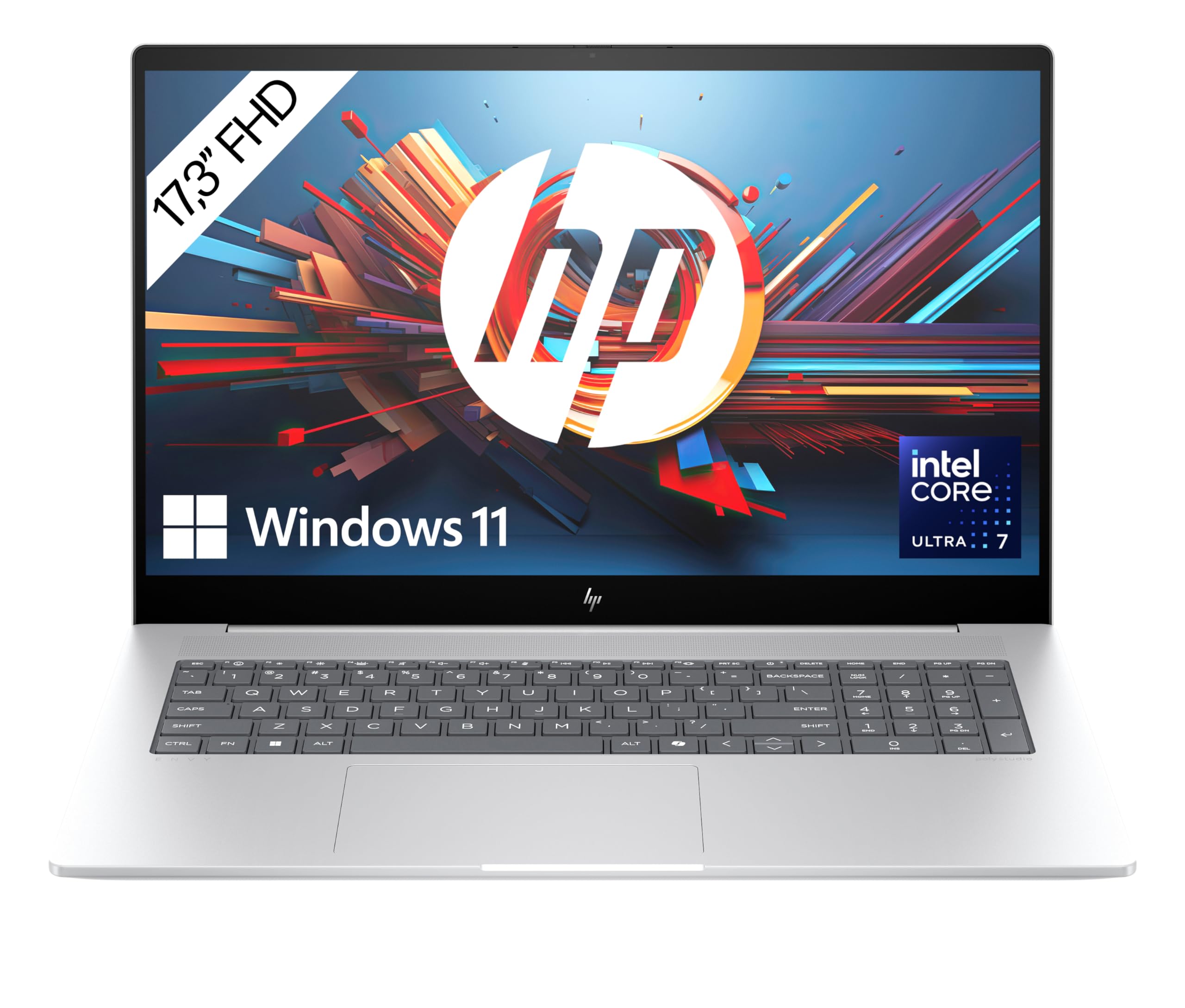 HP Envy Laptop | 17,3" FHD Touchscreen | Intel Core Ultra 7 155H | 16 GB DDR4 RAM (2X 8 GB) | 1 TB SSD | Intel Arc Graphics | Windows 11 Home | Copilot+ Key | QWERTZ Tastatur | Silber