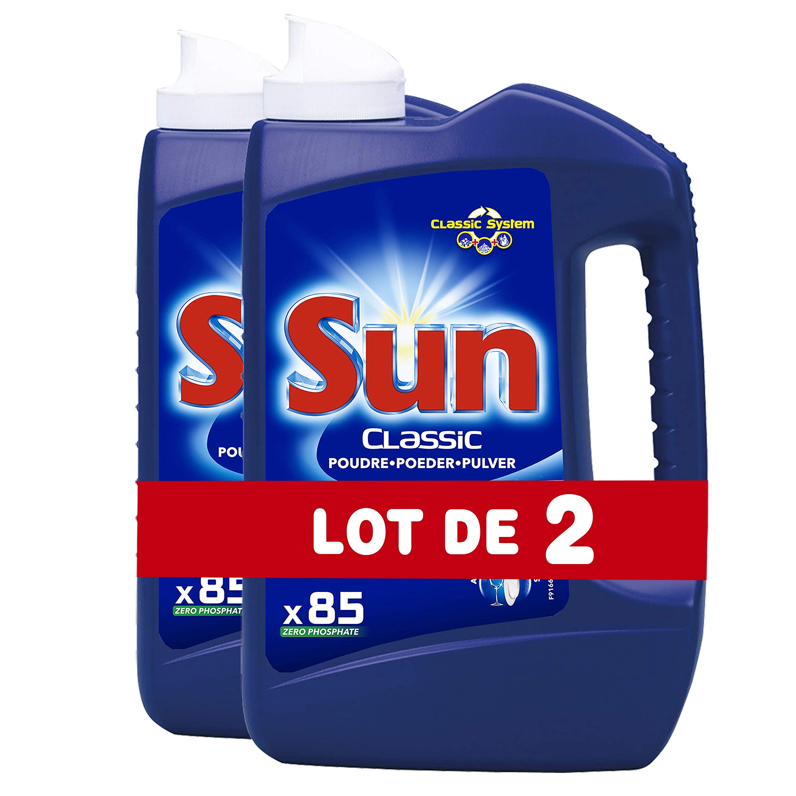 Sun Classic – Detergente en polvo para lavavajillas (2,85 kg, 85 lavados) x2