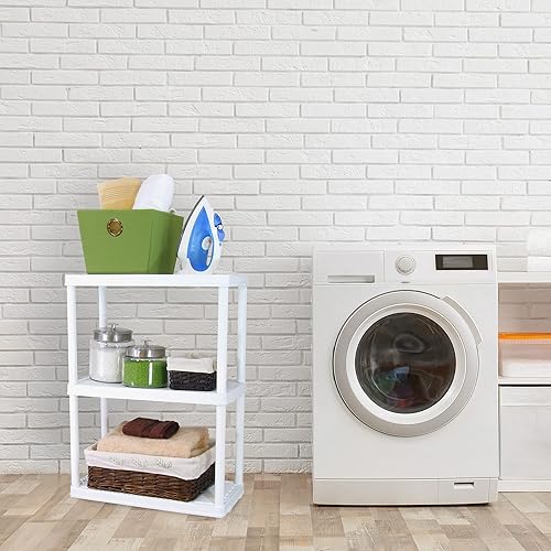 Miniatura 2 de Gracious Living Knect-A-Shelf - Sistema organizador de 3 estantes para el hogar, garaje, sótano y lavandería, color blanco