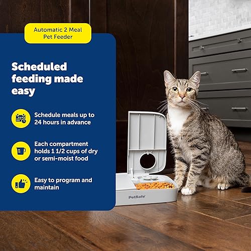 Miniatura 2 de PetSafe Analog 2 Comedero Programable para 2 Comidas para Mascotas, Comedero Automático para Perros y Gatos - Dispensador de Comida Seca o