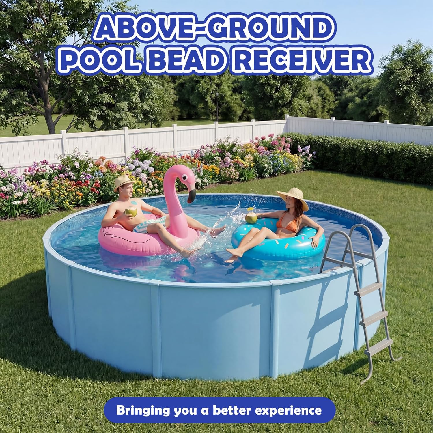 65 Pcs 27 ft Bead Receiver Round Above Ground Pool Liners Blue Beaded Pool Liner Track 1.31 ft Each Section Replacement Bead Track for Round Above Ground Swimming Pools