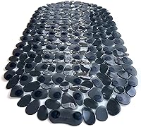 Vista 5 de Pebbles" Alfombra antideslizante para bañera y ducha de 27 x 14 pulgadas, ovalada, no tóxica, segura, limpia, lavable a máquina, agarre y drenaje