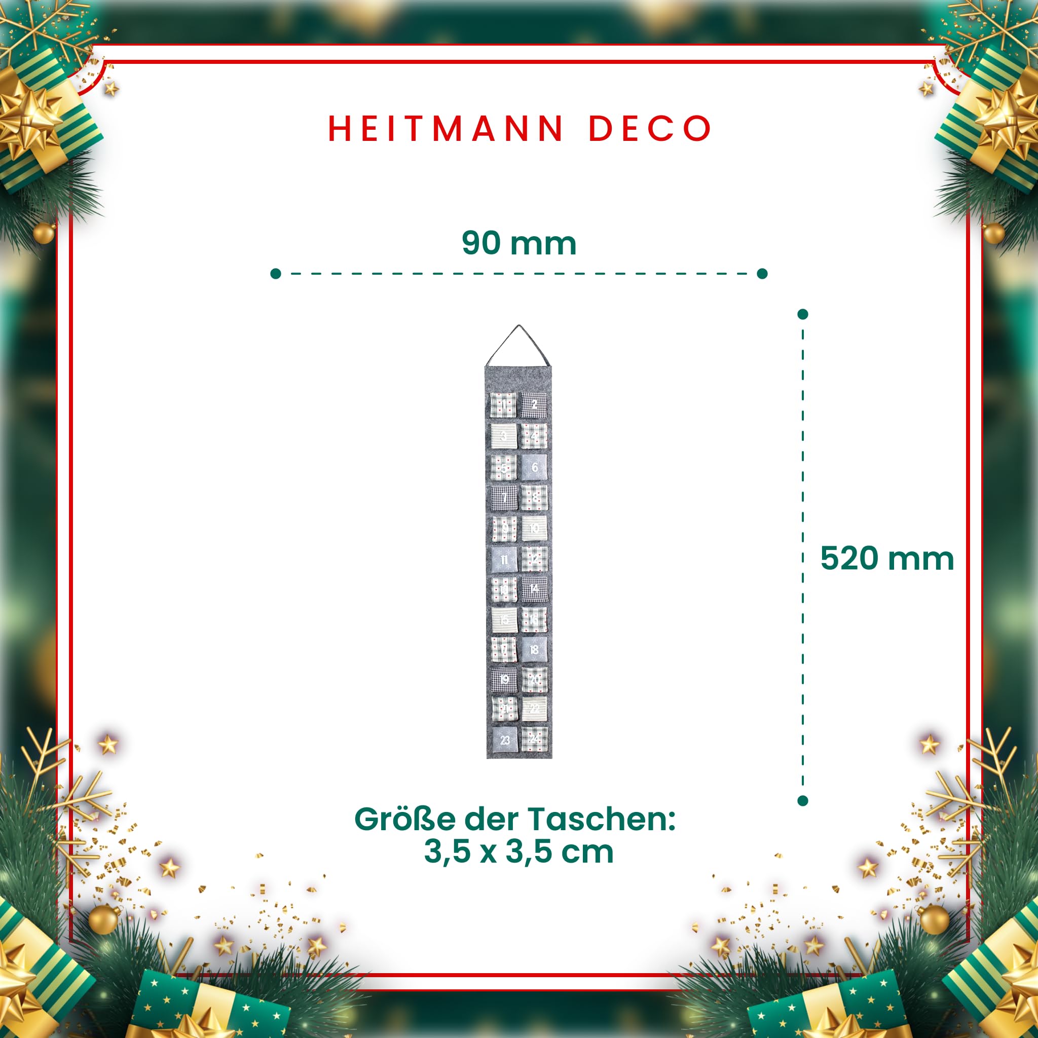 24 Bolsitas Adviento De Fieltro Con 24 Razones "Ich Liebe Dich, Porque... Incluye Cuerda – 2017 (para Adultos Hombres & Mujeres Adecuado) Para Navidad Calendario/Calendario De Adviento Para Rellenar