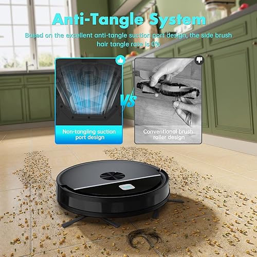 Miniatura 4 de ECOHOME Combo robot de aspiradora y trapeador, 3500 Pa potente succión, con Wi-FiAplicaciónControl remoto, robot aspirador 2 en 1, cubo de basura y