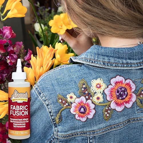 Aleene's Fabric Fusion Glue 4 oz, Nontoxic, Permanent and Washable Adhesive, Dries Flexible, Strong Bond on All Fabrics, Patches, Clothing, Denim, Polyester, Cotton, Felt, Flannel Materials(4 oz (Pack of 3))