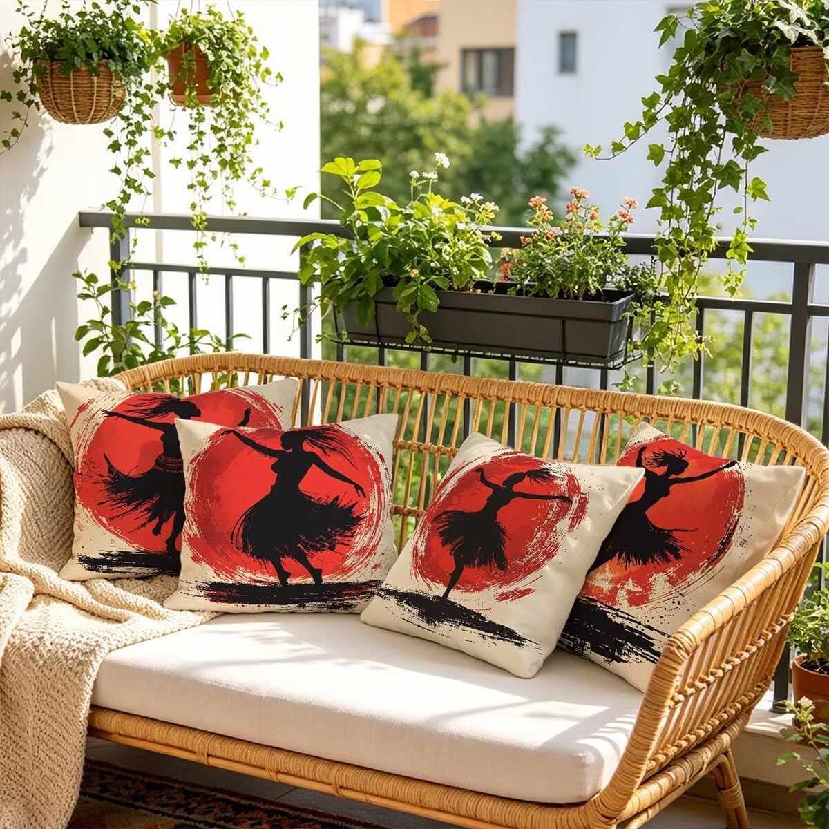 Federe Cuscini Divano 55x55 cm, Crema Cuscini per Divano, Velluto Federe Cuscino Letto Impermeabili Set da 4, Copricuscini Animato Motivo con Cerniera Invisibile Design per Sofá, Regalo Donna S-85