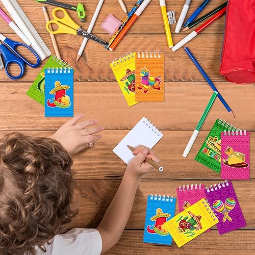 Miniatura 5 de 24 blocs de notas mexicanos pequeños en espiral, blocs de notas mexicanos para fiesta del Cinco de Mayo, cuadernos con espiral para fiesta de