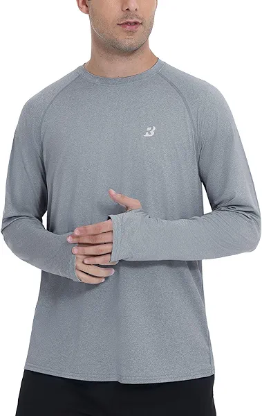 Roadbox UPF 50+ Mens Swim Shirts, Long Sleeve Sun Protection Fishing Rash Guard, Quick Dry UV Hiking Shirt with Thumbhole
