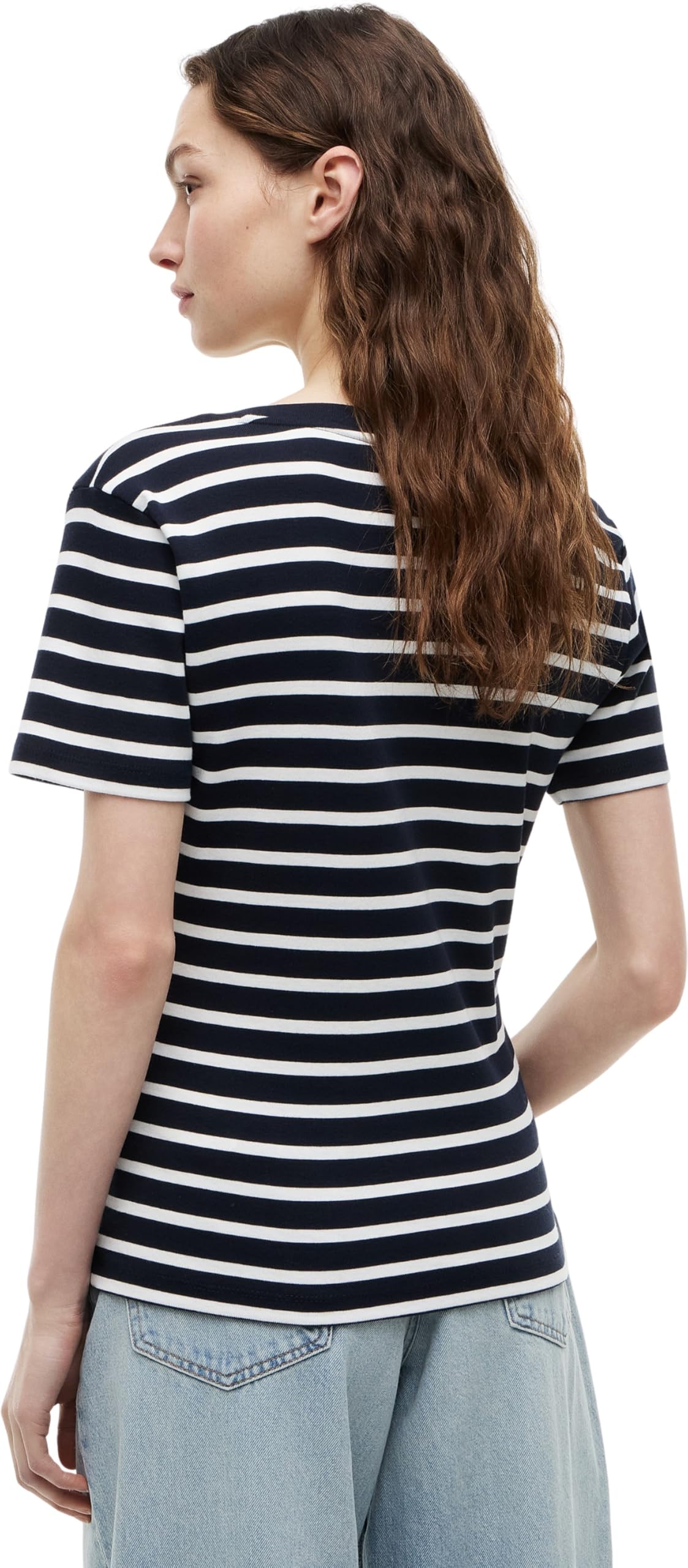 Tommy Hilfiger Camiseta de Manga para Mujer Corta New Slim Cody V-Neck con Cuello de Pico