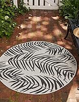 Vista 48 de Unique Loom - Tapete de la colección Outdoor Botanical, diseño de palmera (6.1 pies x 9 pies, rectangular, color azul/azul marino)