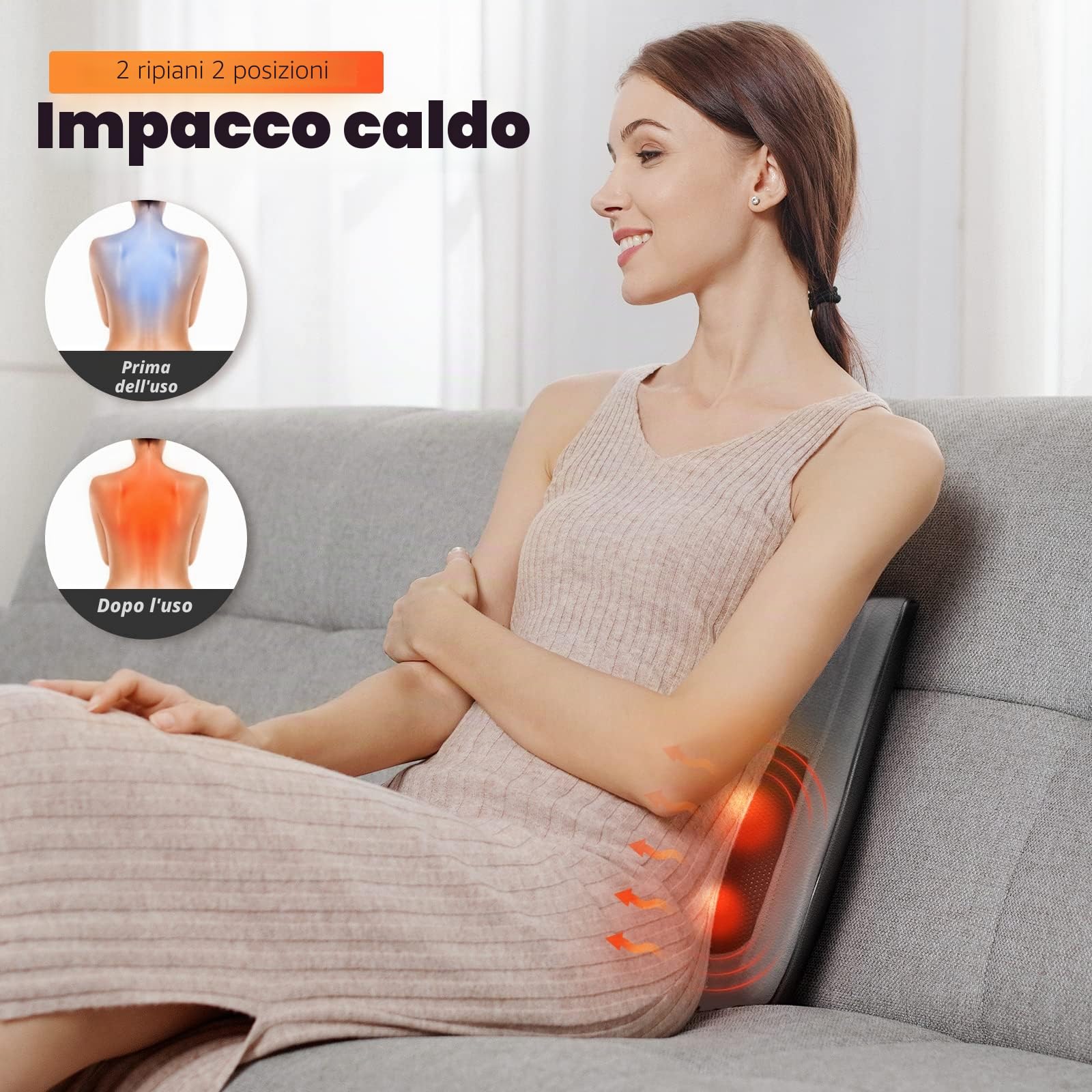 Massaggiatore Cervicale, Massaggiatore Schiena e Collo com Massaggio Impastante Profondo e Calore Rilassante, Allevia il Dolore Collo, Spalle e Schiena, Regali per Uomo, Donna, Mamma, Papà