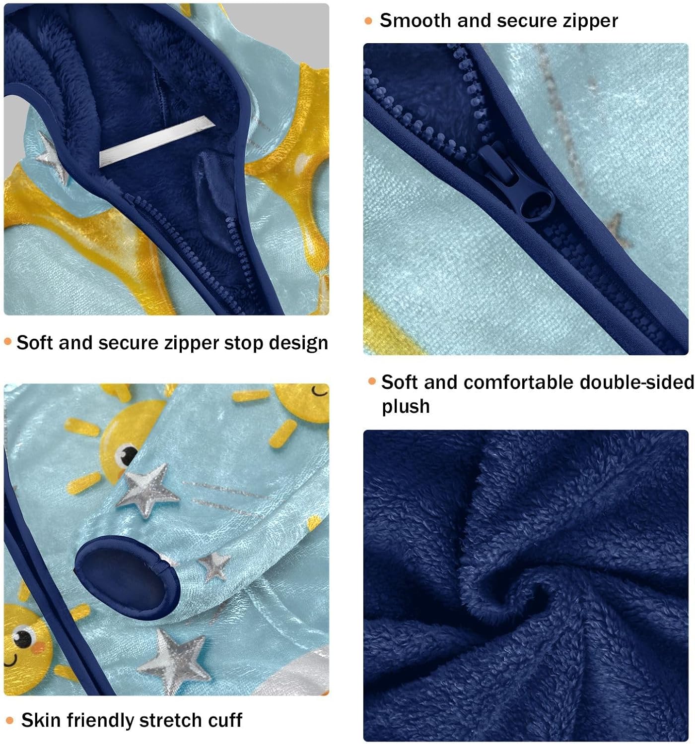 GuoChe Yellow Drip Paint with Sun Moon and Stars Toddler Fleece Jacket Outerwear Jackets